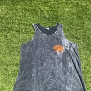 Harley-Davidson Distressed Black Tank with Orange Emblem